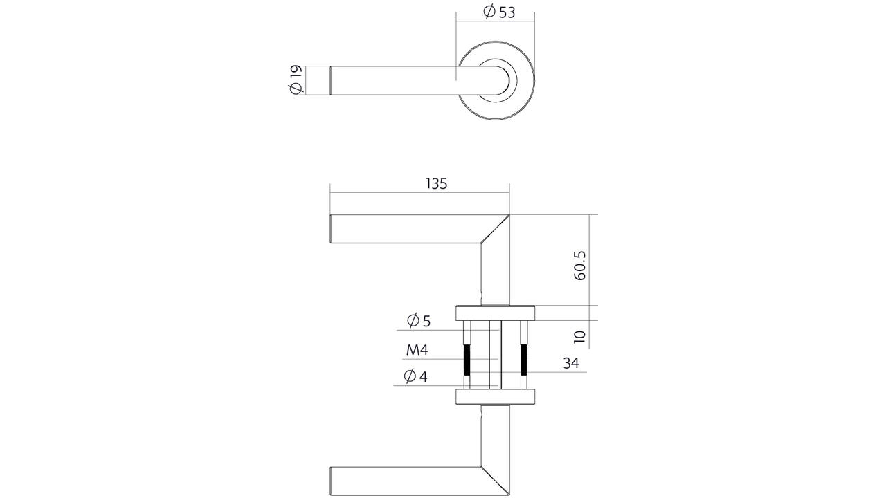 Deurkruk Jura basic op rozet verdekt ø53x10mm rvs