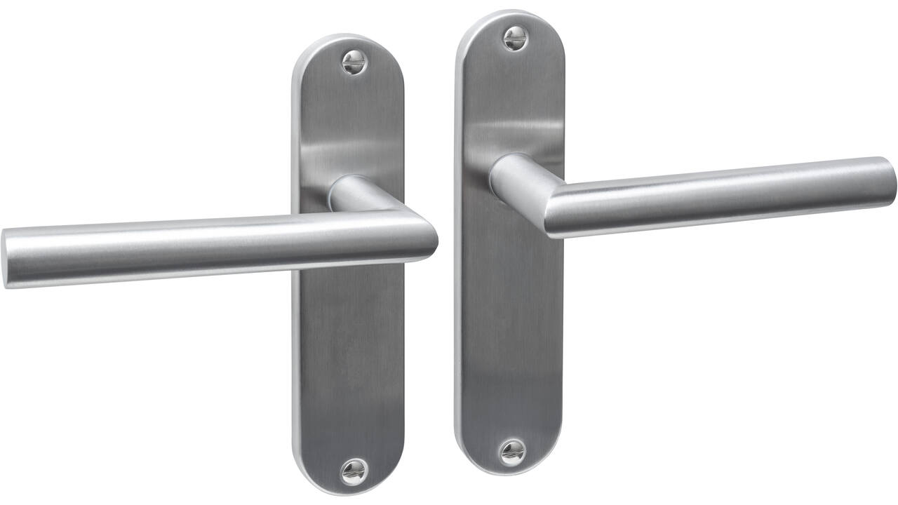 Deurkruk Jura basic op schild ovaal 185x41mm blind rvs
