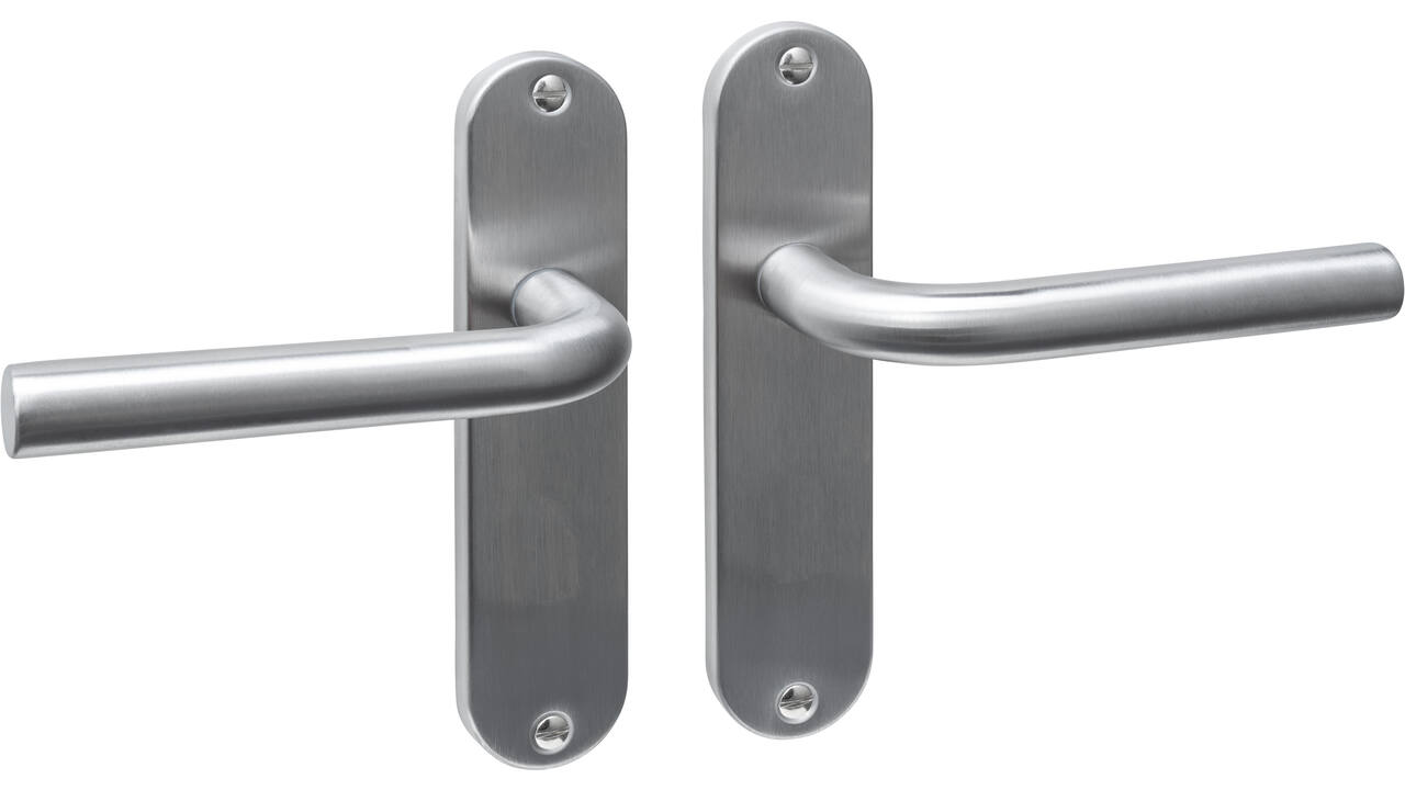 Deurkruk Luzern basic op schild ovaal 185x41mm blind rvs