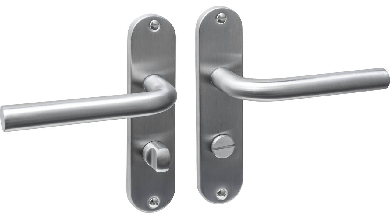 Deurkruk Luzern basic op schild ovaal 185x41mm wc 63/8 rvs
