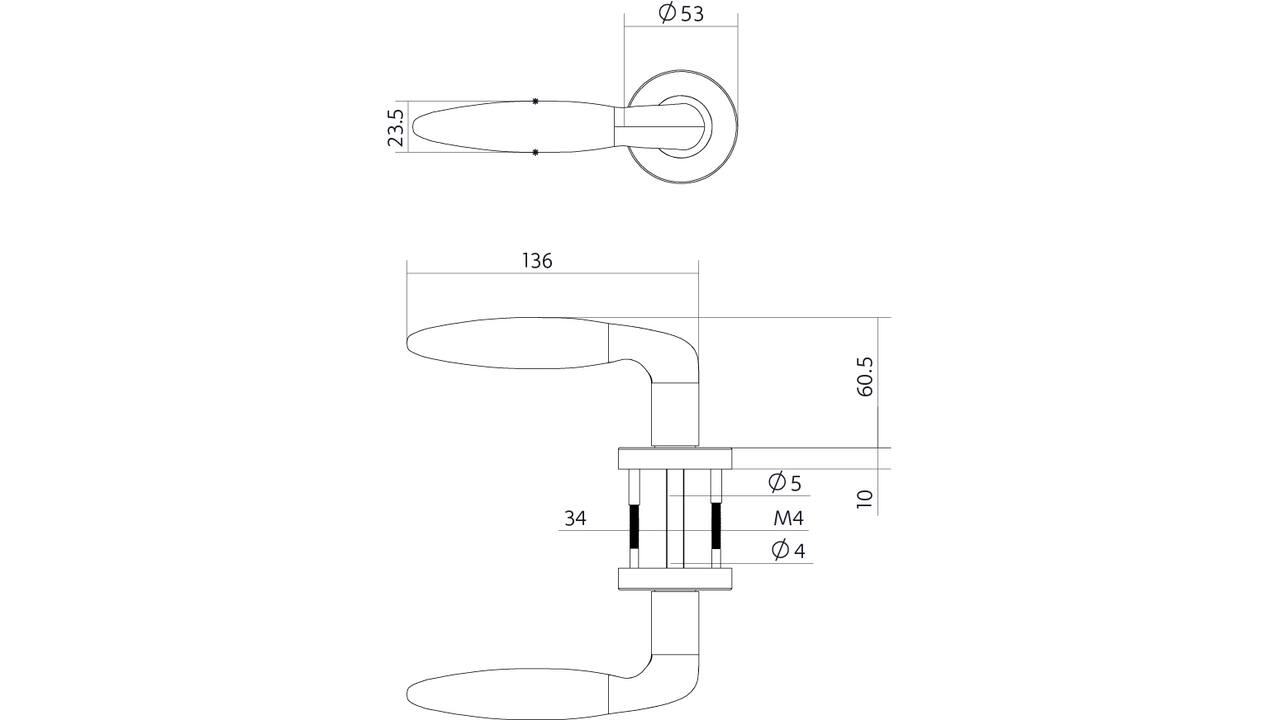 Deurkruk Jupiter basic op rozet verdekt ø53x10mm rvs