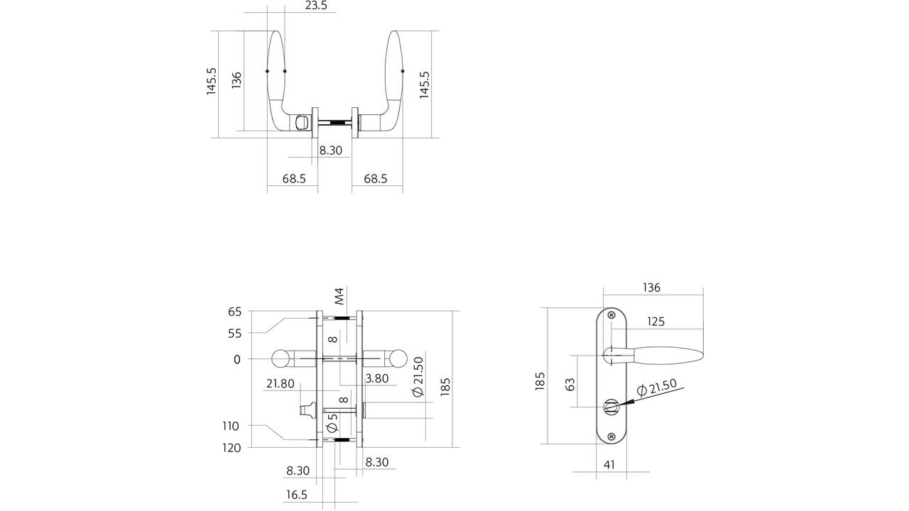 Deurkruk Jupiter basic op schild ovaal 185x41mm wc 63/8 rvs