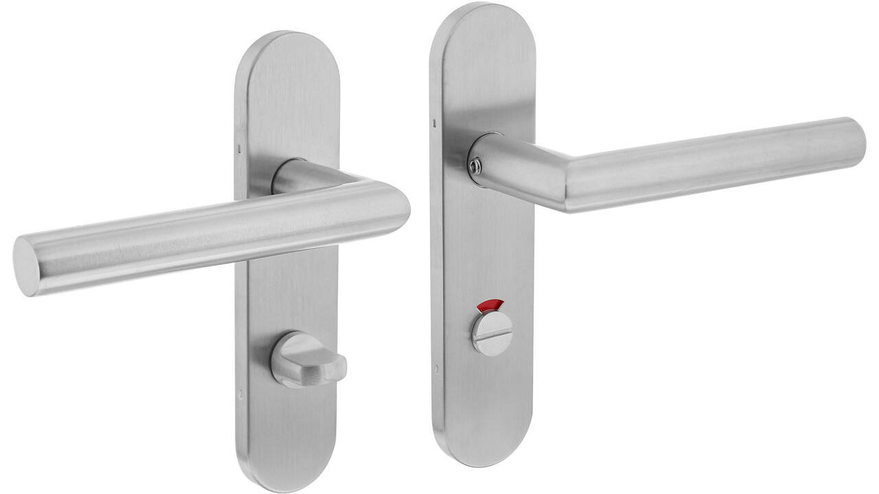 Deurkruk Jura basic op schild verdekt ovaal 170x40mm wc 63/8mm rvs
