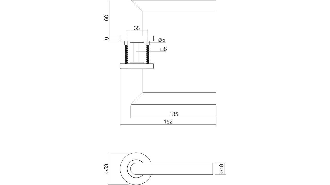 Deurkruk Jura basic op rozet verdekt ø53x9mm rvs