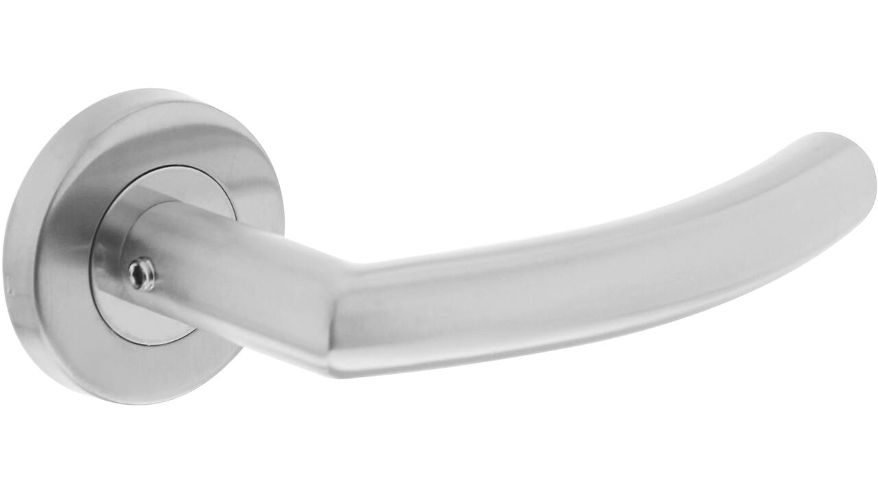 Deurkruk Half rond/90° basic op rozet verdekt ø53x9mm rvs