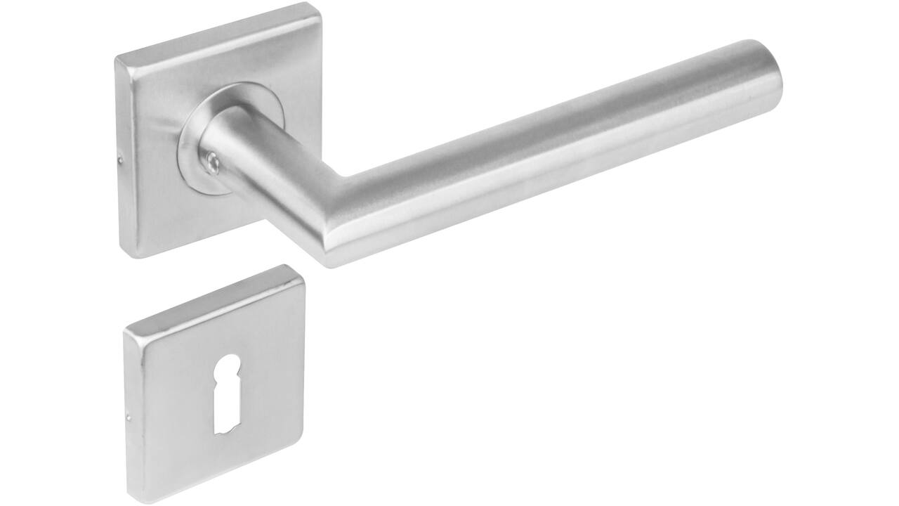 Deurkruk Jura op rozet verdekt 53x53x8mm met nokken en sleutelrozetten rvs