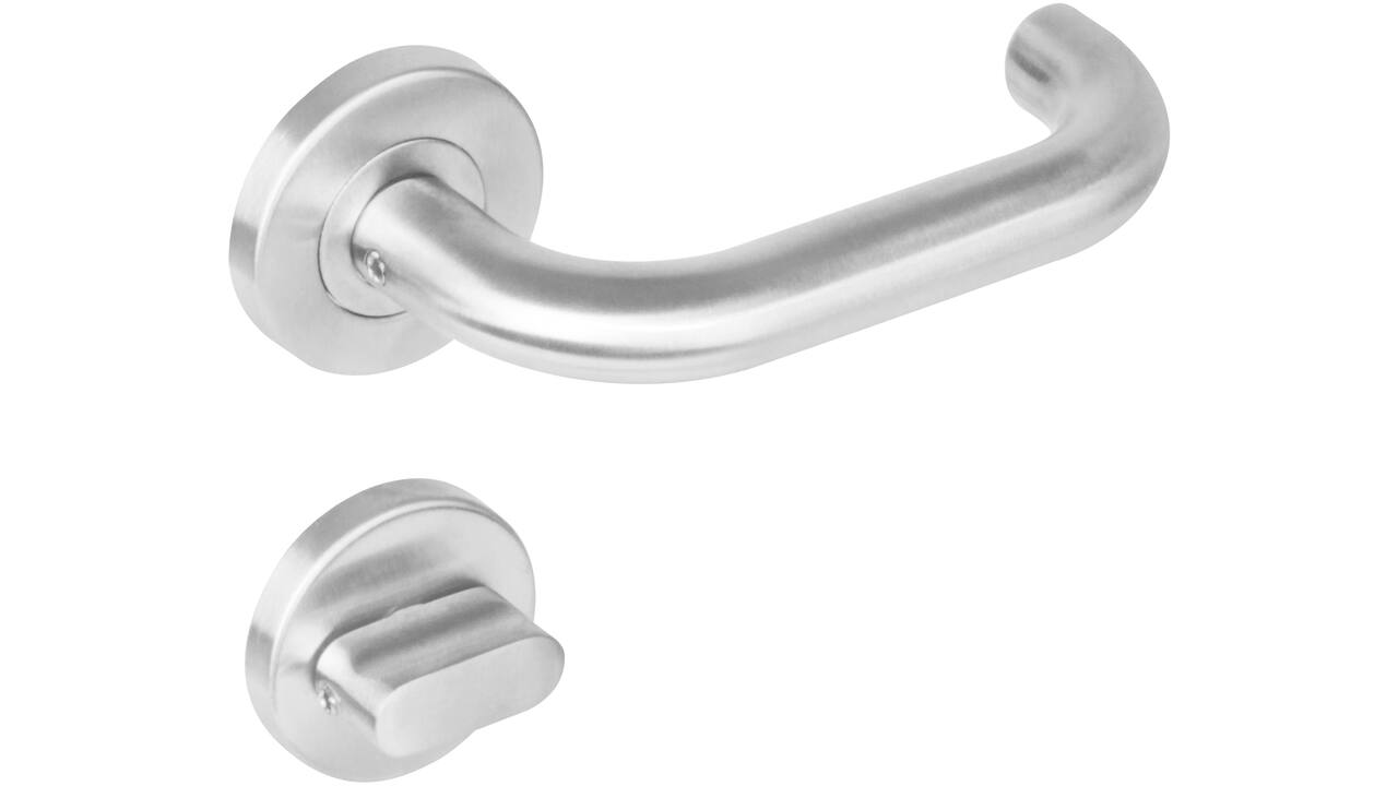 Deurkruk Rond op rozet verdekt ø53x8mm met nokken en WC-sluiting met stift 7x7mm rvs