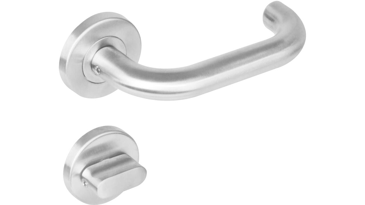 Deurkruk Rond op rozet verdekt ø53x8mm met nokken en WC-sluiting met stift 8x8mm rvs
