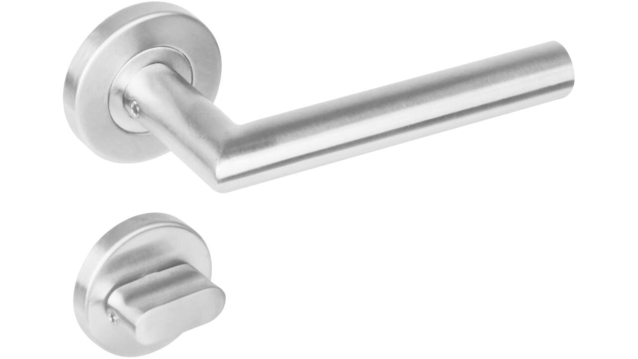 Deurkruk Jura op rozet verdekt ø53x8mm met nokken en WC-sluiting met stift 7x7mm rvs