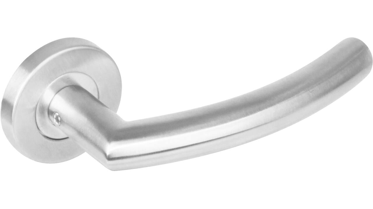 Deurkruk Half rond/90° op rozet verdekt ø53x8mm met nokken EN1906/4 rvs