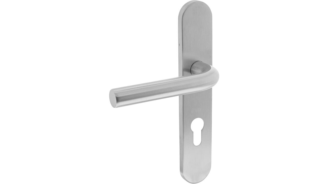 Gatdeel links Recht op schild verdekt ovaal 219x40mm met nokken profielcilindergat 72mm rvs EN1906/4