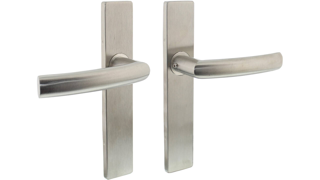 Deurkruk Blok op schild verdekt rechthoekig 219x40mm met nokken blind rvs EN1906/4