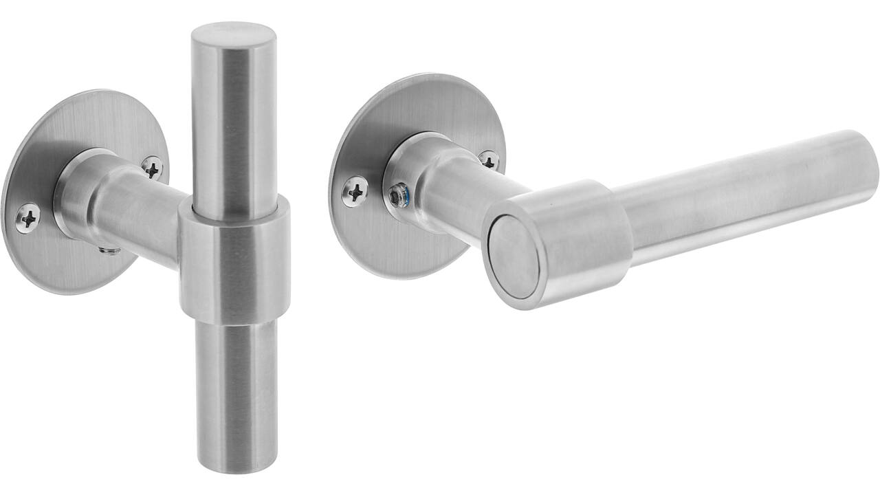 Deurkruk L/T recht met rozet Ø51x2mm rvs