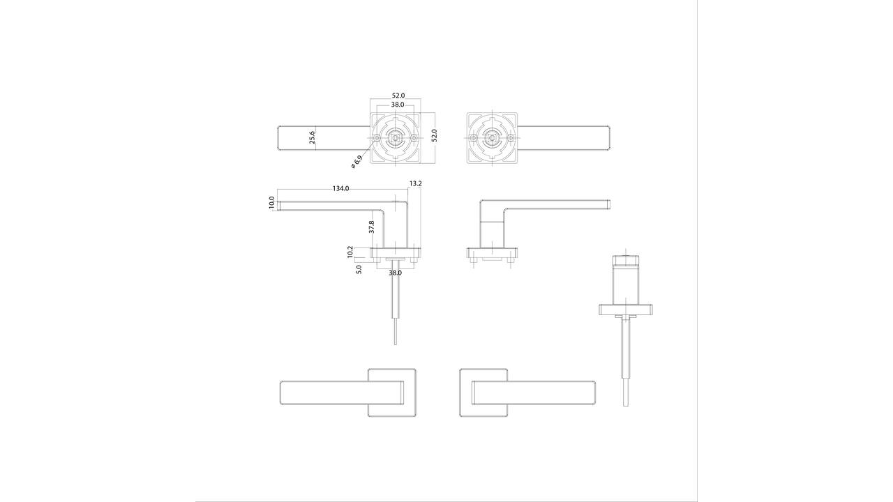 Deurkruk Prolock Cunera met blokkeer mechanisme op rozet verdekt 52x52x10mm met nokken rvs