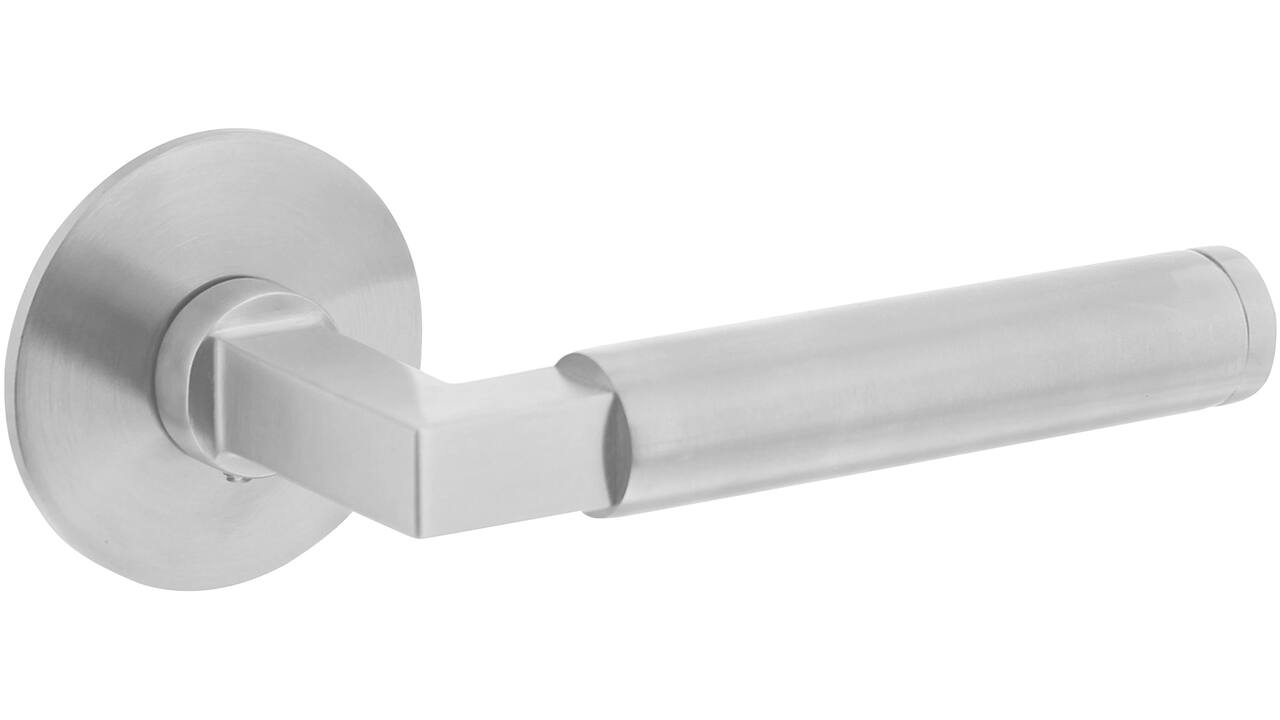 Deurkruk Baustil op rozet verdekt met magneet ø55x3mm met nokken rvs