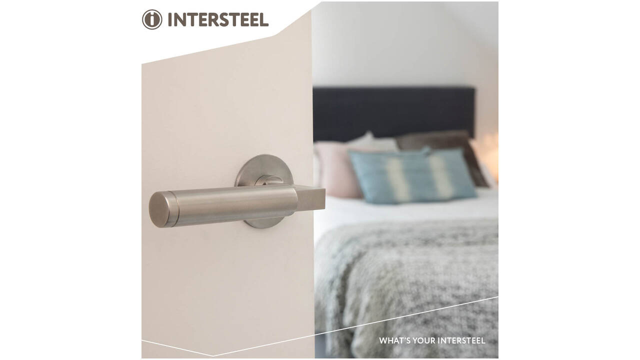 Deurkruk Baustil op rozet verdekt met magneet ø55x3mm met nokken rvs