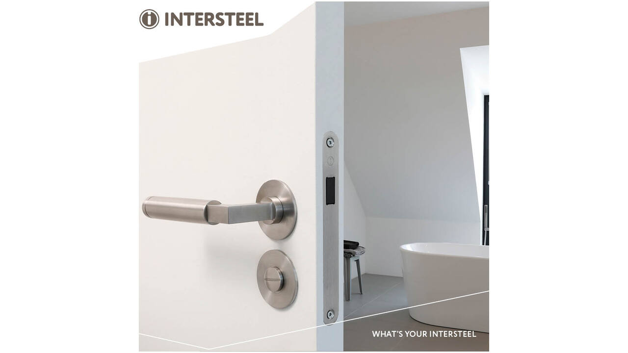 Deurkruk Baustil op rozet verdekt met magneet ø55x3mm met nokken rvs