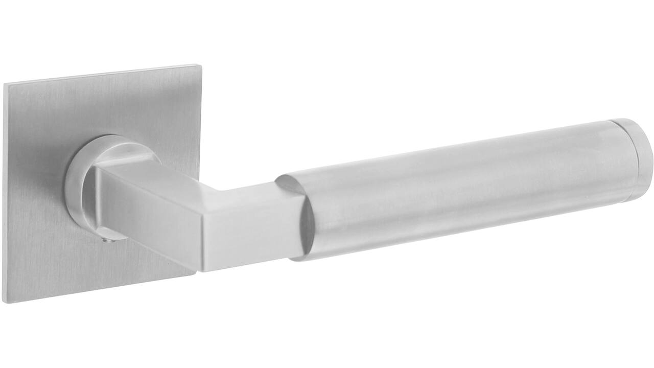 Deurkruk Baustil op rozet verdekt met magneet 55x55x3mm met nokken rvs