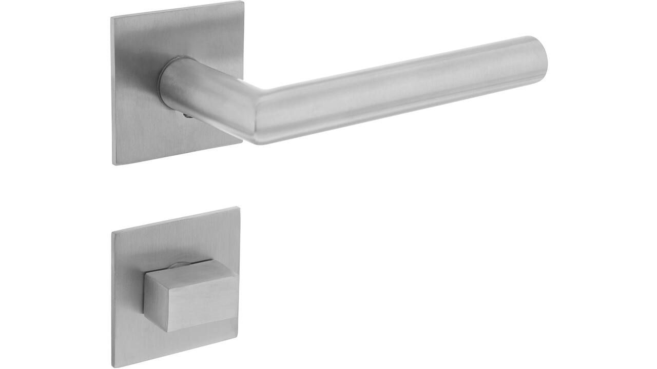 Deurkruk Jura op rozet verdekt met magneet 55x55x3mm met nokken en WC-sluiting met stift 8x8mm rvs