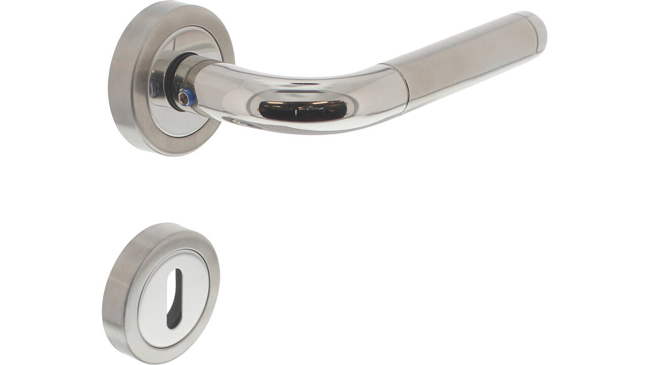 Deurkruk Agatha met rozet verdekt ATP ø51x10mm met nokken en sleutelrozetten rvs