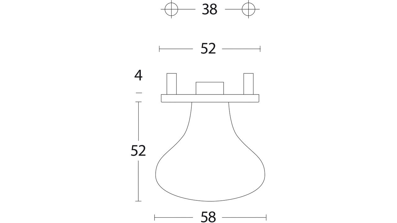 Knoprozet verdekt ø53x5mm met nokken en vaste knop paddenstoel rvs