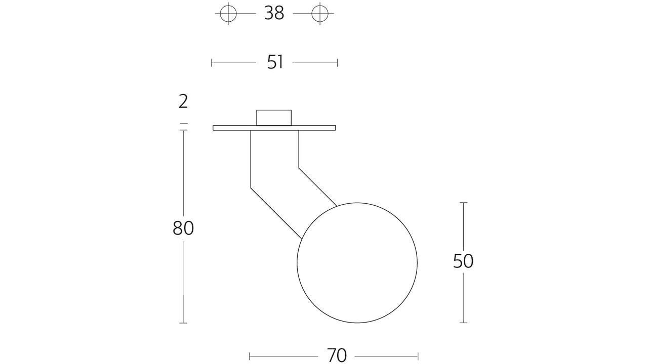 Knoprozet Ø51x2mm met vaste knop bol/schuin rvs