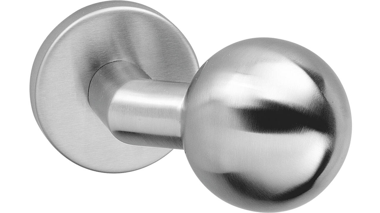 Knoprozet verdekt ø53x10mm met nokken en vaste knop bol/schuin rvs
