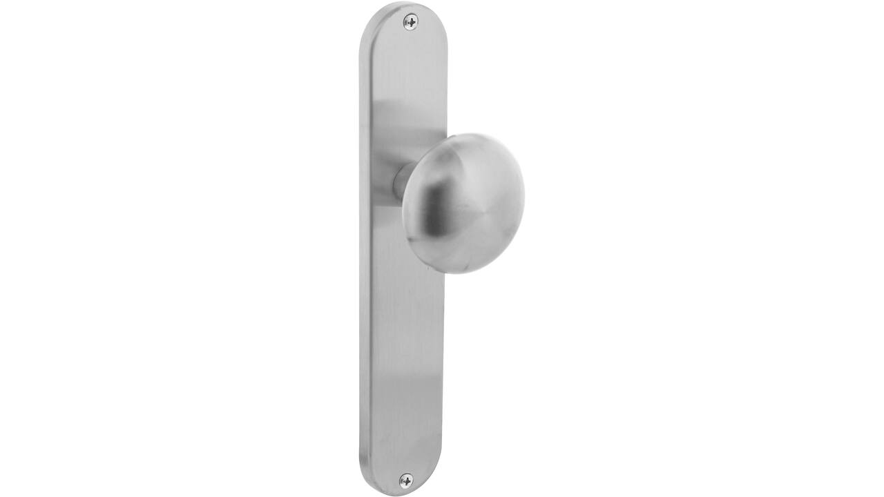 Knopschild ovaal 220x41x8mm met vaste knop paddenstoel blind rvs