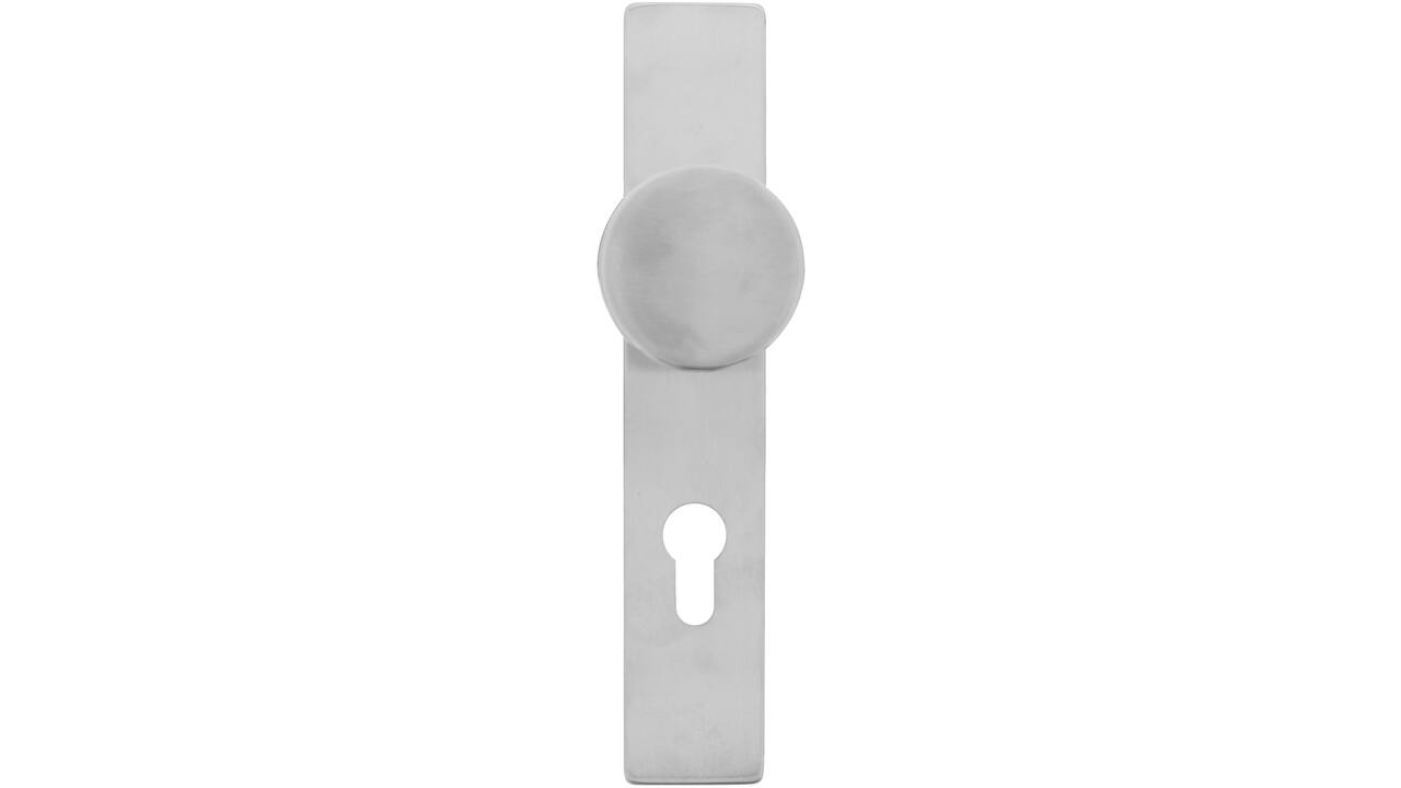 Knopschild rechthoekig verdekt 219x41x8mm met nokken en vaste knop plat profielcilindergat 72mm rvs