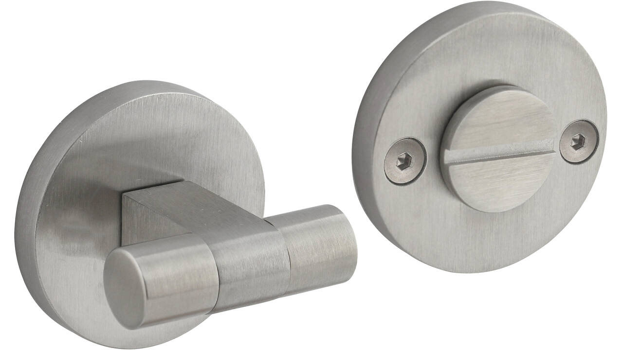 WC-sluiting éénzijdig verdekt ø55x8mm met stift 8x8mm, knop op verdekte rozet rvs