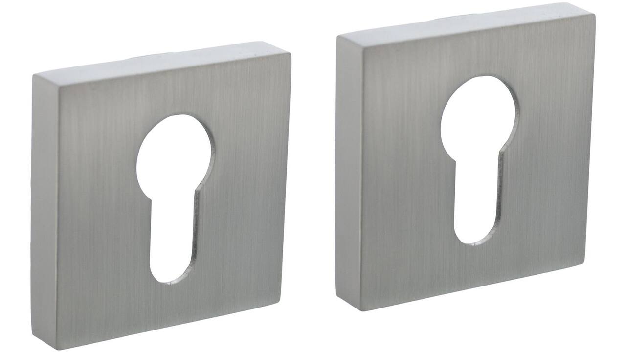 Cilinderrozetten verdekt 52x52x10mm met nokken rvs