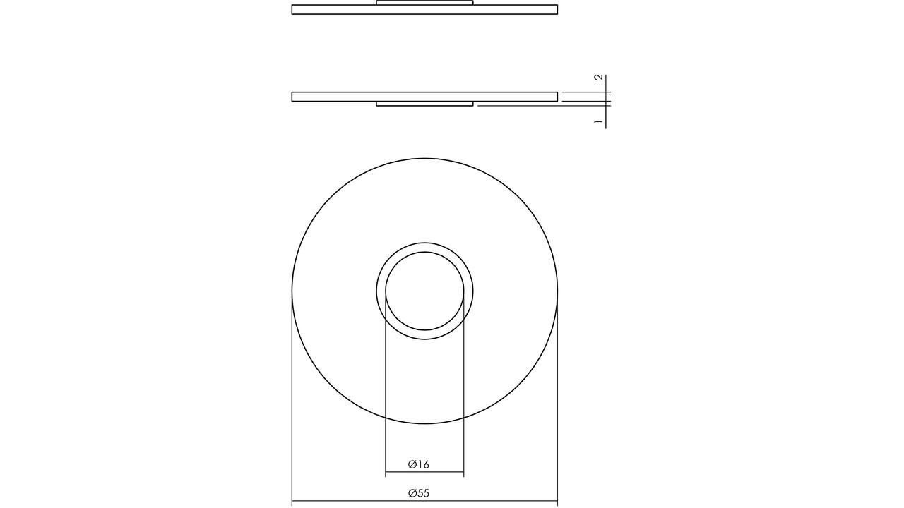 Rozetten zelfklevend ø55x2mm rvs