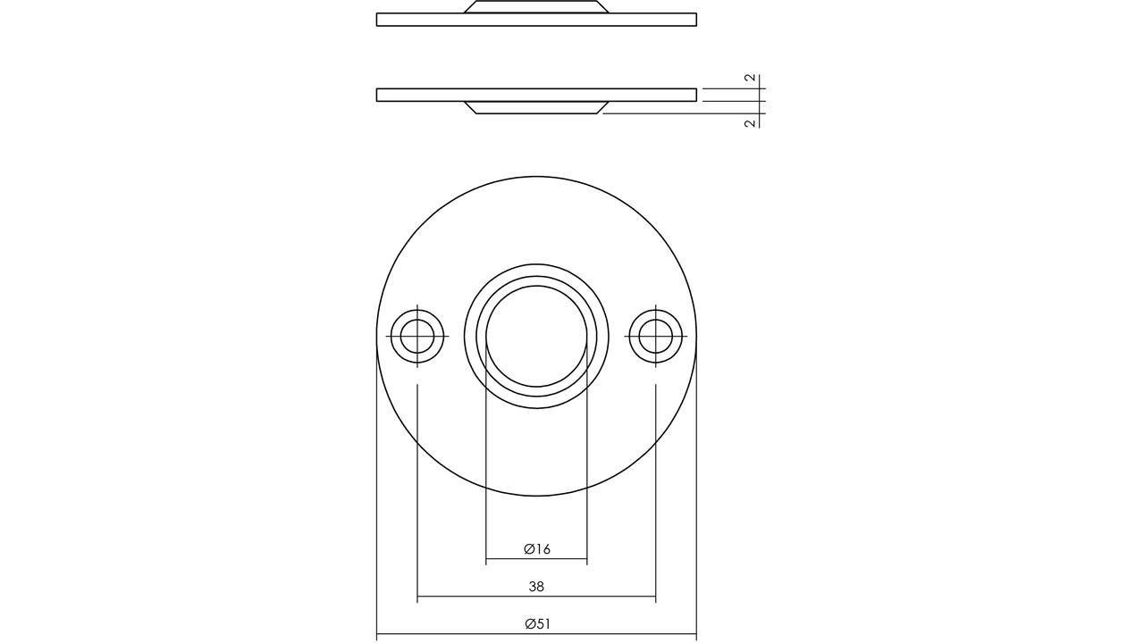 Rozetten Ø51x2mm rvs