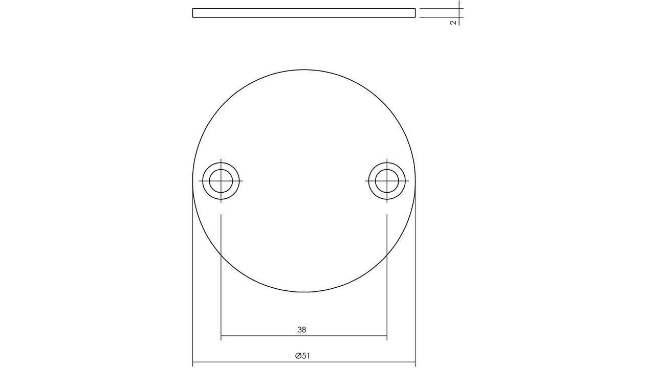 Afdekrozet Ø51x2mm rvs