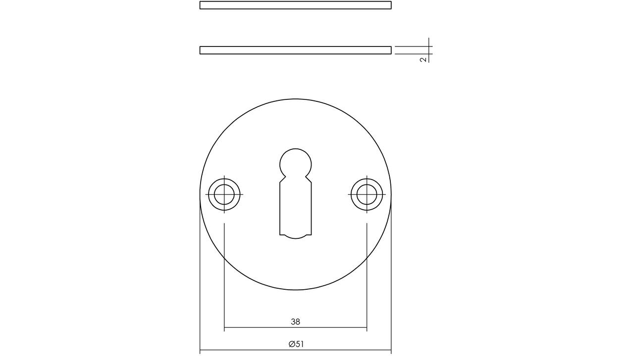 Sleutelrozetten Ø51x2mm rvs