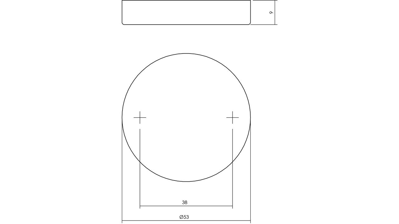 Afdekrozet verdekt ø53x9mm rvs