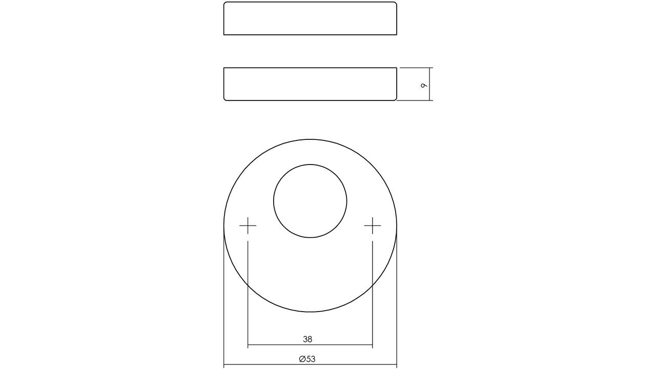 Rondcilinderrozetten verdekt ø53x9mm rvs