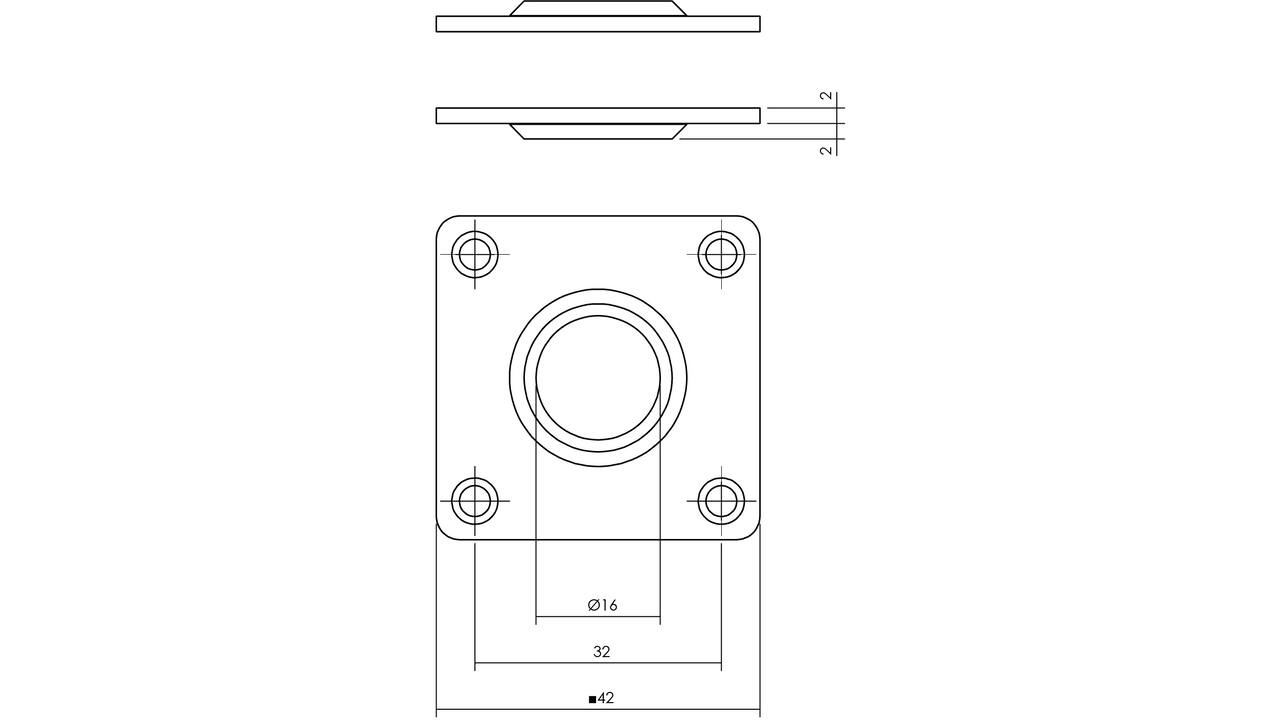 Rozetten 42x42x2mm rvs