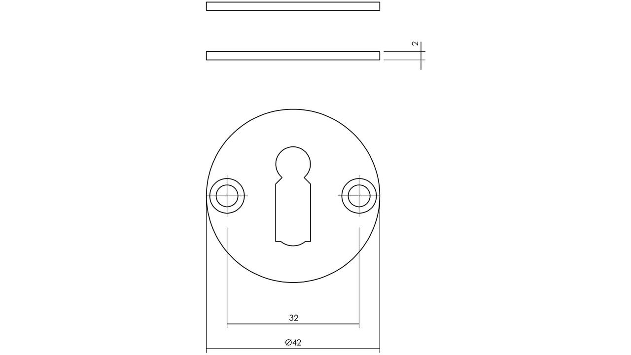 Sleutelrozetten ø42x2mm rvs