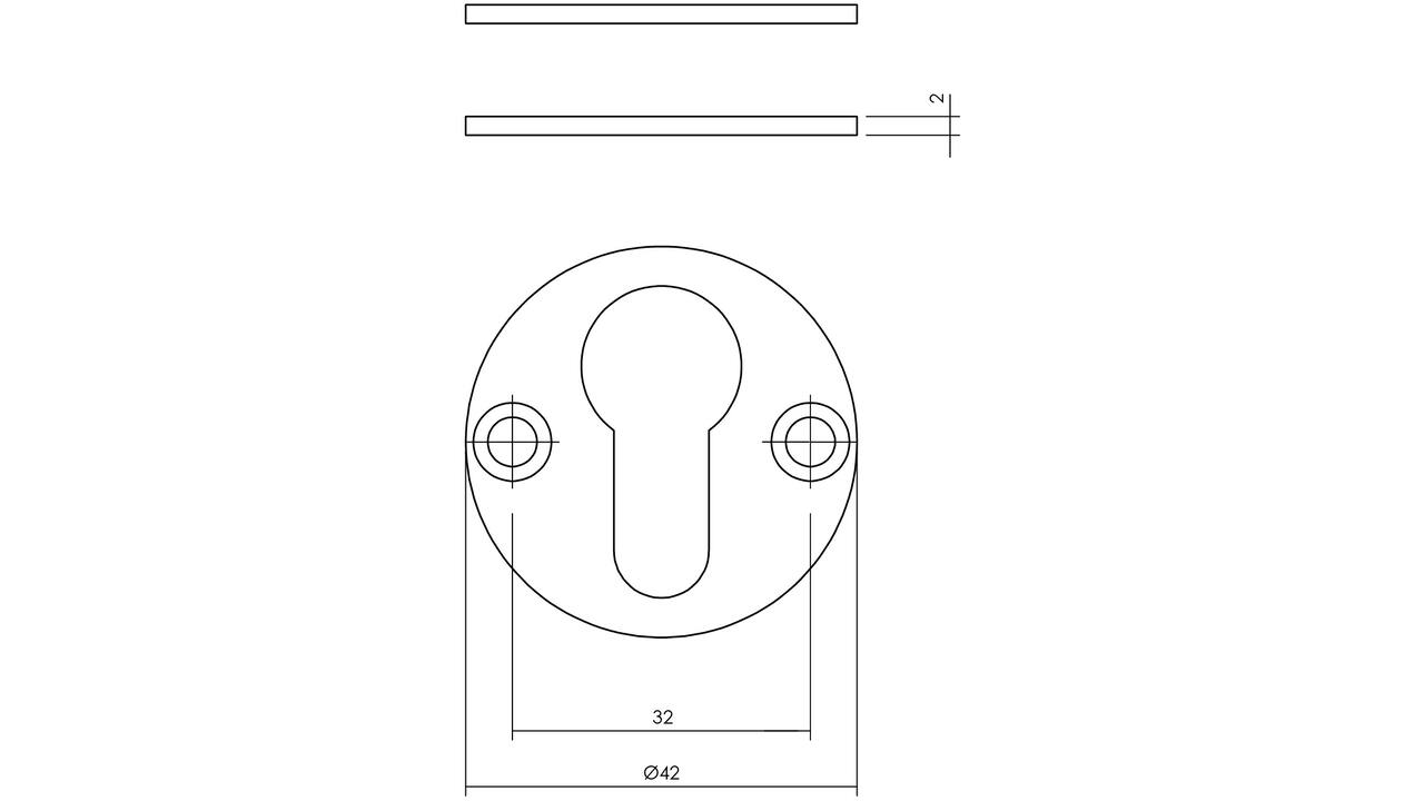 Cilinderrozetten ø42x2mm rvs