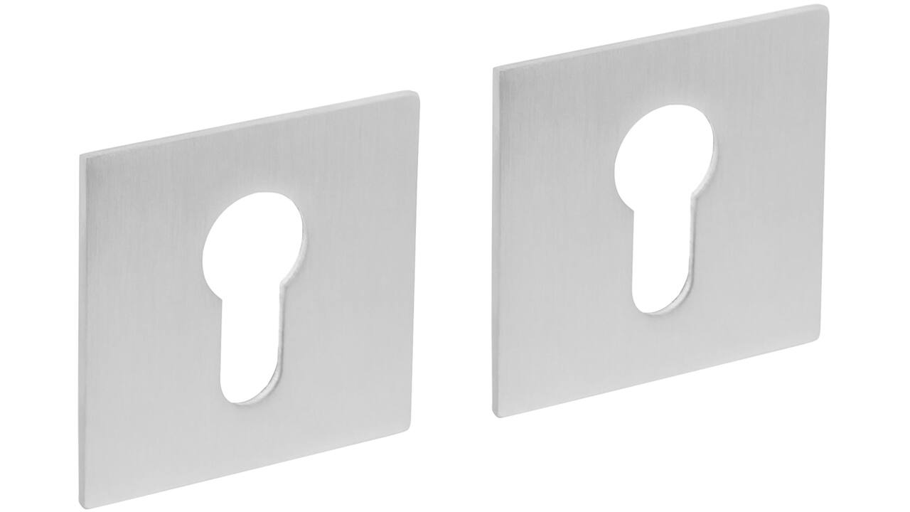 Cilinderrozetten verdekt met magneet 55x55x3mm en nokken rvs