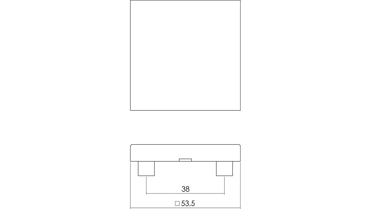 Afdekrozet verdekt 53x53x8mm met nokken rvs
