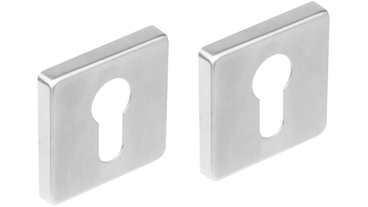 Cilinderrozetten verdekt 53x53x8mm met nokken rvs