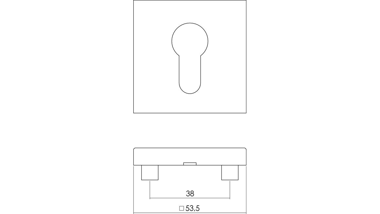 Cilinderrozetten verdekt 53x53x8mm met nokken rvs