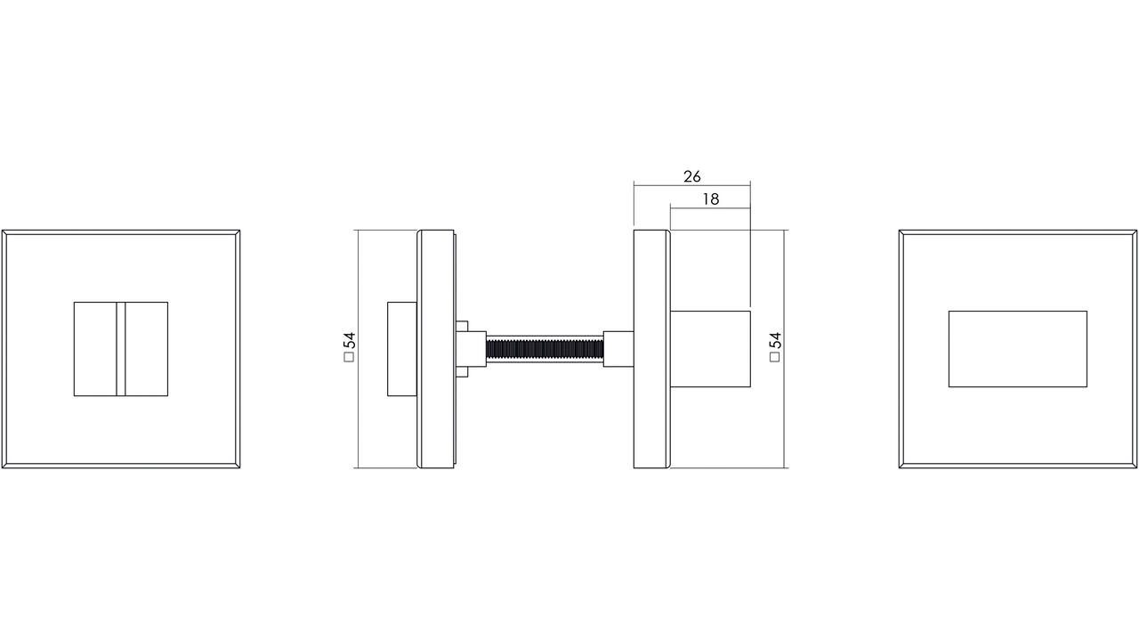WC-sluiting verdekt 53x53x8mm zonder venster met nokken en stift 6x6mm rvs