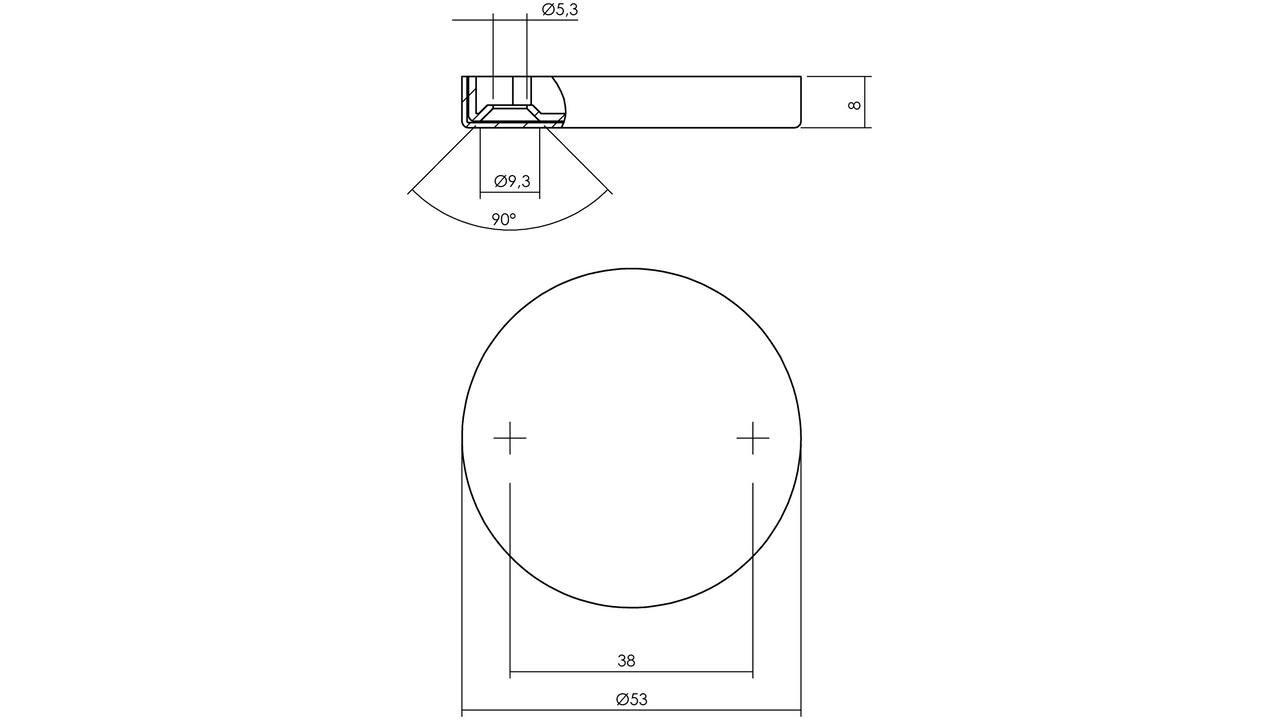 Afdekrozet verdekt ø53x8mm met nokken rvs