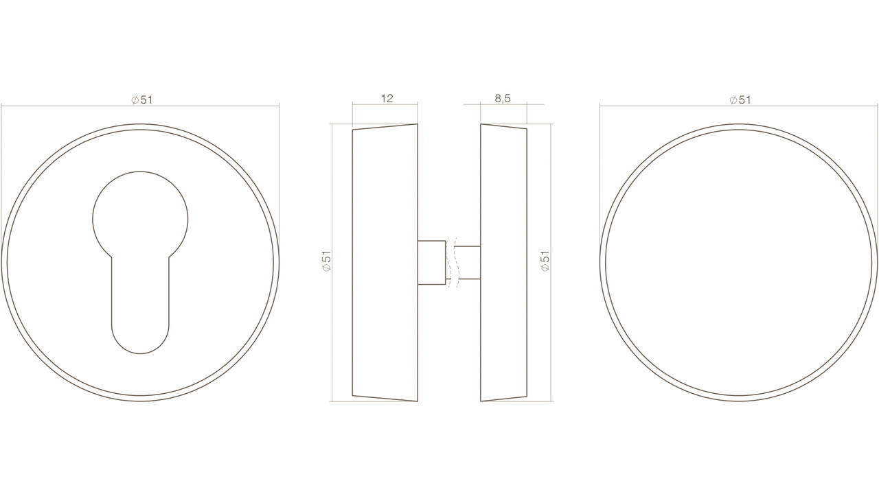 SKG3 veiligheidsrozetten rond ø52x12mm blind/profielcilindergat rvs