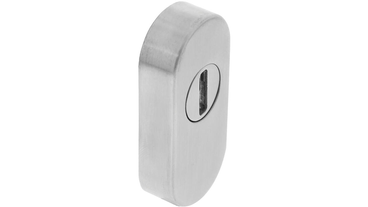 Veiligheid schuifrozet ovaal 73x33x14mm met sleufplaatje rvs