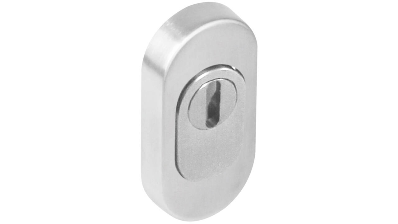 Veiligheid schuifrozet ovaal 74x34x14mm met kerntrekbeveiliging rvs