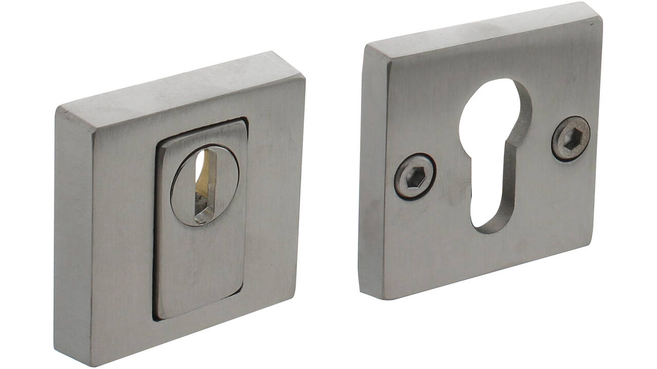 SKG3 veiligheidsrozetten vierkant 54x54x12mm profielcilindergat met kerntrekbeveiliging rvs